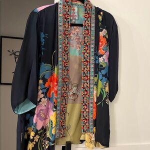 Johnny Was Multicolor Embroidered silk  kimono